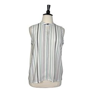Worthington New Top Popover Sleeveless White Green Stripe Women’s Size XXL